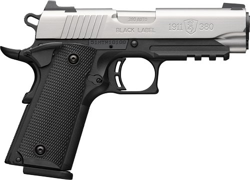 BROWNING 1911-380 SS 380ACP - 3.58"COMP 8RD BLK/SS W/RAIL