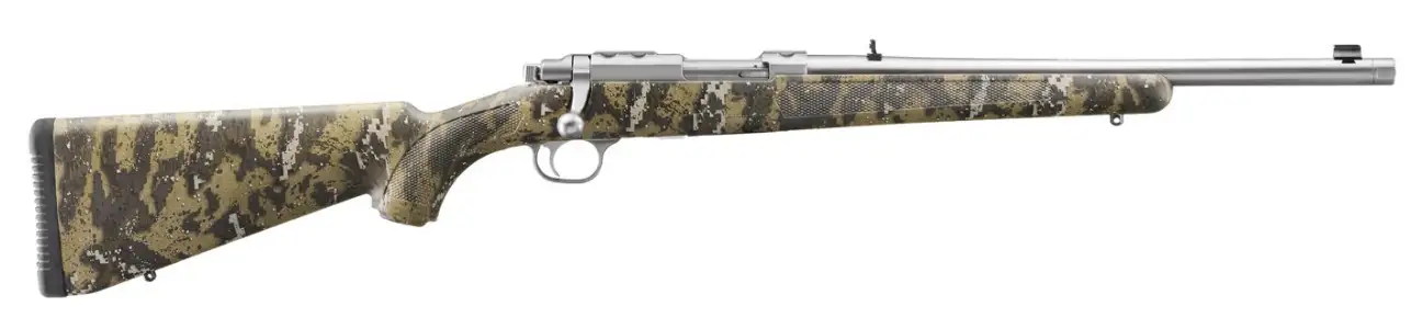 RUGER 77/44 44 MAG BOLT RIFLE, 16.6" STS T.B. BBL, DESOLVE CAMO, 4RD