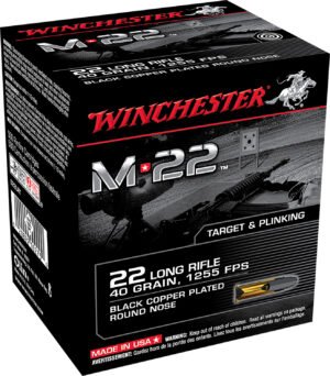 Winchester Ammo S22LRT M-22 22LR 40gr Black Copper Plated Round Nose 1000 Per Bx/2 Case *Bulk