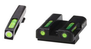 HiViz GLN329 LiteWave H3 Sight Set for Glock Green Tritium White Outline Front Sight-Green Fiber Optic Rear Sight