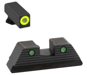 AmeriGlo GL819 Trooper Sight Set for Glock Green Tritium LumiGreen Outline Front Sight-Green Tritium Black Outline Rear Sight