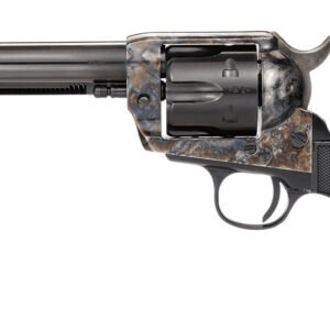 Taylors & Company 200110 1873 Pietta 9mm Luger 6 Shot 5.50" Blued Round Barrel, Blued Cylinder, Color Case Hardened Steel Frame, Black Checkered Plastic Navy Grip, Manual Safety, Exposed Hammer