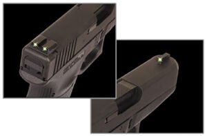 TruGlo TG231G1 Tritium  Green Tritium Front & Rear/Black Nitride Fortress Frame, Compatible w/Glock 9mm Luger/40 S&W, Front Post/Rear Dovetail Mount