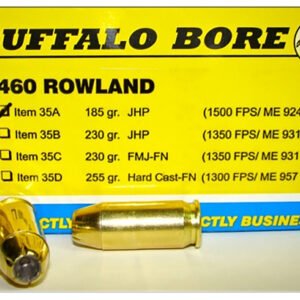 Buffalo Bore Ammunition 35A20 Personal Defense Strictly Business 460Rowland 185gr Jacket Hollow Point 20 Per Box/12 Case
