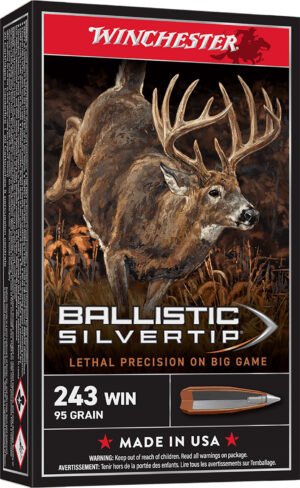 Winchester Ammo SBST243A Ballistic Silvertip  243Win 95gr Rapid Controlled Expansion Polymer Tip 20 Per Box/10 Case