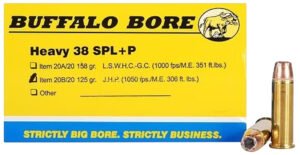 Buffalo Bore Ammunition 20B20 Heavy Strictly Business 38Special +P 125gr Jacket Hollow Point 20 Per Box/12 Case