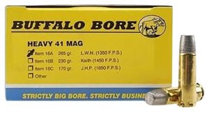 Buffalo Bore Ammunition 16A20 Heavy Strictly Business 41Rem Mag 265gr Hard Cast Lead 20 Per Box/12 Case