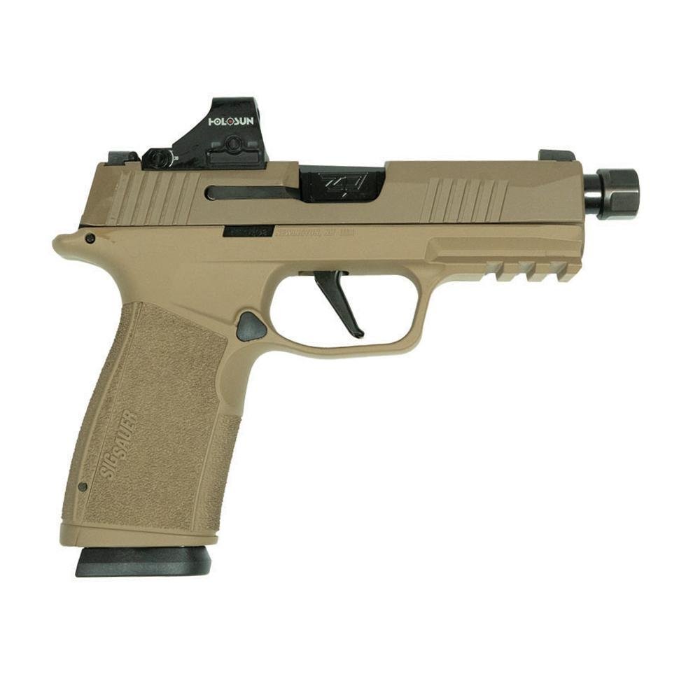 Sig P365 XMacro Handgun 9mm Luger 17rd Magazines (2) Threaded Barrel Two-Tone Tan XSeries Slide with Optic