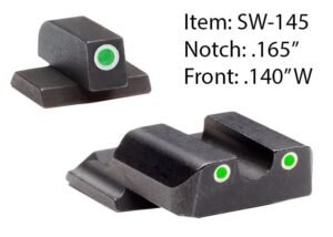 Ameriglo Classic Style Night Sight Set for S&W M&P Shield / Front Tritium - Green / Front Outline - White / Rear Tritium - Green / Rear Outline  White