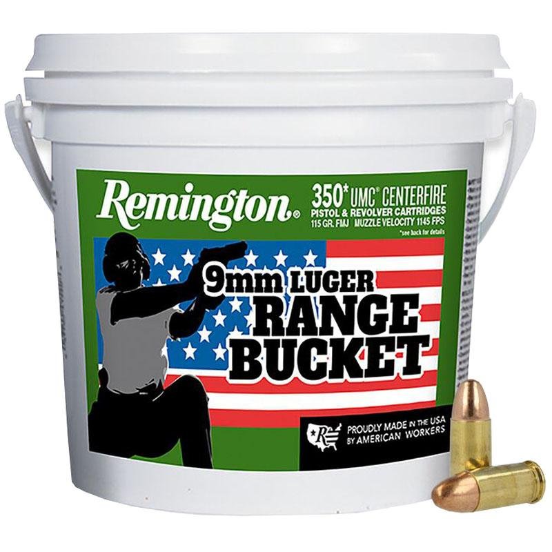 Remington UMC "Range Bucket" Ammunition 9mm Luger 115 gr FMJ 1145 fps 350/ct