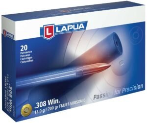 Lapua Rifle Ammunition .308 Win Subsonic 200 gr FMJ-BT 20/Box